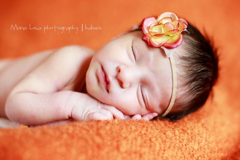 Peach Flower Headband for Newborn