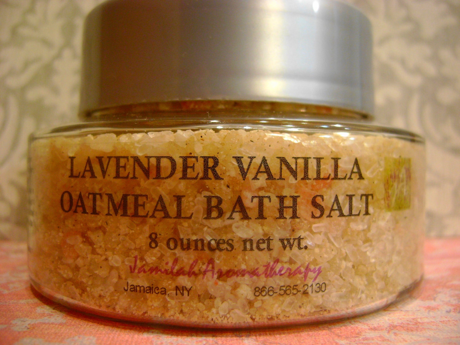 Lavender Vanilla Oatmeal Dead Sea Bath Salt with Moisturizing, Soothing, Organic Essential Oils - 8 oz.