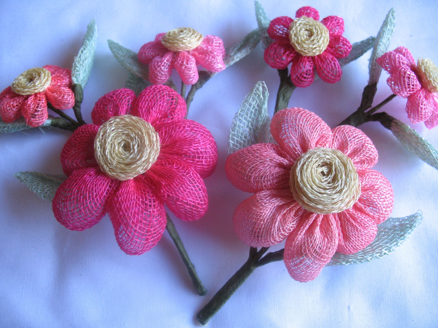 VINTAGE BURLAP FLOWERS