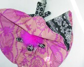Reversible Doll, Lacy Looking Pink and Black Topsy Turvy Doll, ragdoll, cloth doll