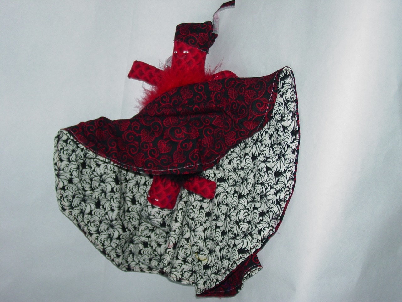 Reversible Doll, Black and White vs. Black and Red Topsy Turvy Doll, ragdoll, cloth doll