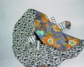 Reversible Doll, Musical Floral Bright vs Black and White Topsy Turvy Doll, ragdoll, cloth doll