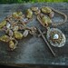 Edwardian 50 Year Old stamping Sword charm Pendant /Steam Punk /AuthenticJasper stone chain Necklace/Hunger games/Game of Thrones/MOON FACE