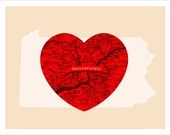 Philadelphia - Map Heart - 11x14 print - Philadelphia Pennsylvania art print