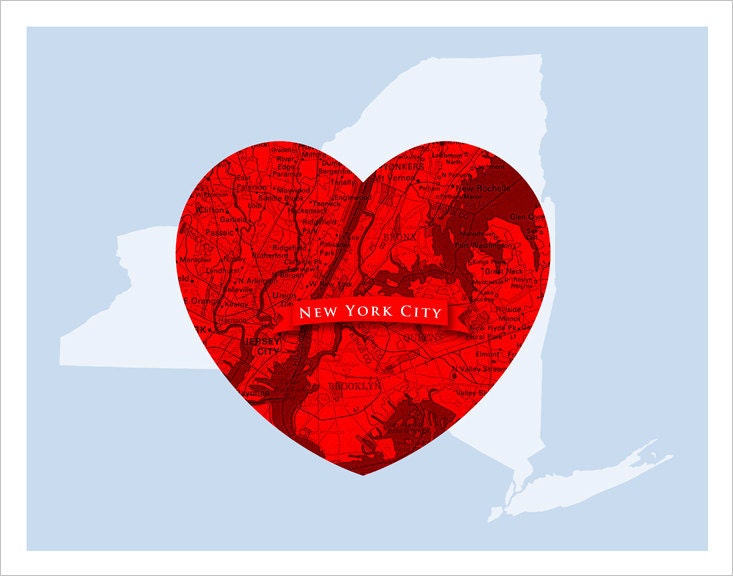 City Love - New York City Heart - 11x14 print