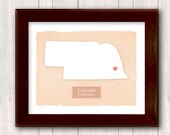 NEBRASKA art print - Personalized Home decor - Custom text Wedding gift Bridal shower gift Housewarming gift  Larger for wedding guest book