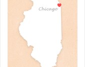 Chicago   or   Your Town - Simple Heart - 11x14 print