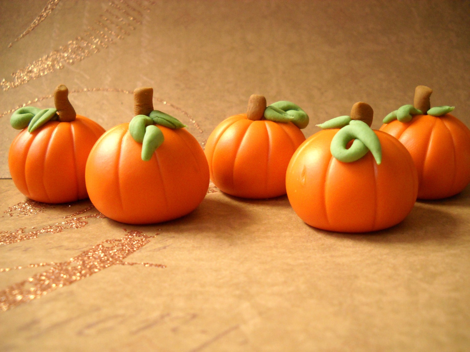 12 Harvestime Fondant Pumpkins for Cakes and Cupcakes