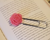 Giant PaperClip Bookmark topped with Cotton candy colored Peony Cabochon