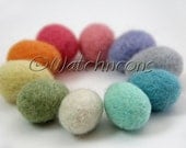 10 Little Needle Felted Wool Eggs - Solid Soft Colors - Watchncons