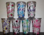 Spectacular and Stunning 16 oz Personalized acrylic tumblers with lid and straw, insulated, bridesmaids,office