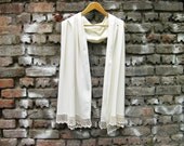 Pashmina shawl/bridesmaid gift, bridal shawl ,shawl ,maid of Honor gift,emblished pashmina  /color : Ivory, bridal gift/with handmade lace,