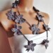 mothers day sale grey hand crocheted floral scarf lariat 160 cm necklace