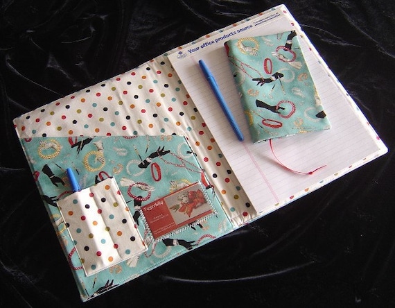 Flirty Fifties Themed Fabric Notepad Portfolio Planner with BONUS Book Cover