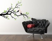 Branch in the Spring with Love Birds - Decal, Vinyl, Sticker, Home, Nursery, Wall, Bedroom Decor
