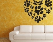 Love Your Pet Heart of Paw Prints - Vinyl Decal, Wall Sticker, Wall Decor, Wall Decal, Vet, Home Decor