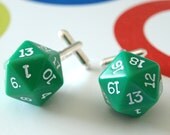 20 Sided d20 Green Dice Cuff Links Cufflinks Geek Chic RPG Gamers Wedding Mens Accessory Business Wear