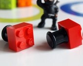 Red Toy Bricks 00g 10mm Studs Nerd Geek Chic 80s kitsch cool