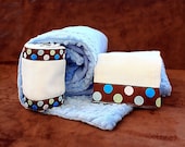 Blue and Brown Polka-Dot Burp Cloth Set
