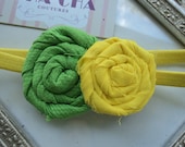 Posh Couture Lemon Lime Drop lime yellow rosette Headband Baby & girls photograpy prop Bow Rosette