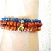 Spiral Hand Charm Bracelet, Cobalt Agate and Gold Yoga Bracelet, Blue Beaded Bracelet