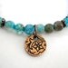 Flower Yoga Bracelet, Blue Haze Agate, Copper Flower Charm Bracelet