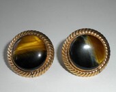 Vintage Tiger Eye Cufflinks Gold Filled Destino 1970's