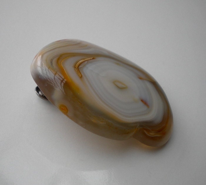 Vintage Sterling and Agate Tie Bar 1960s