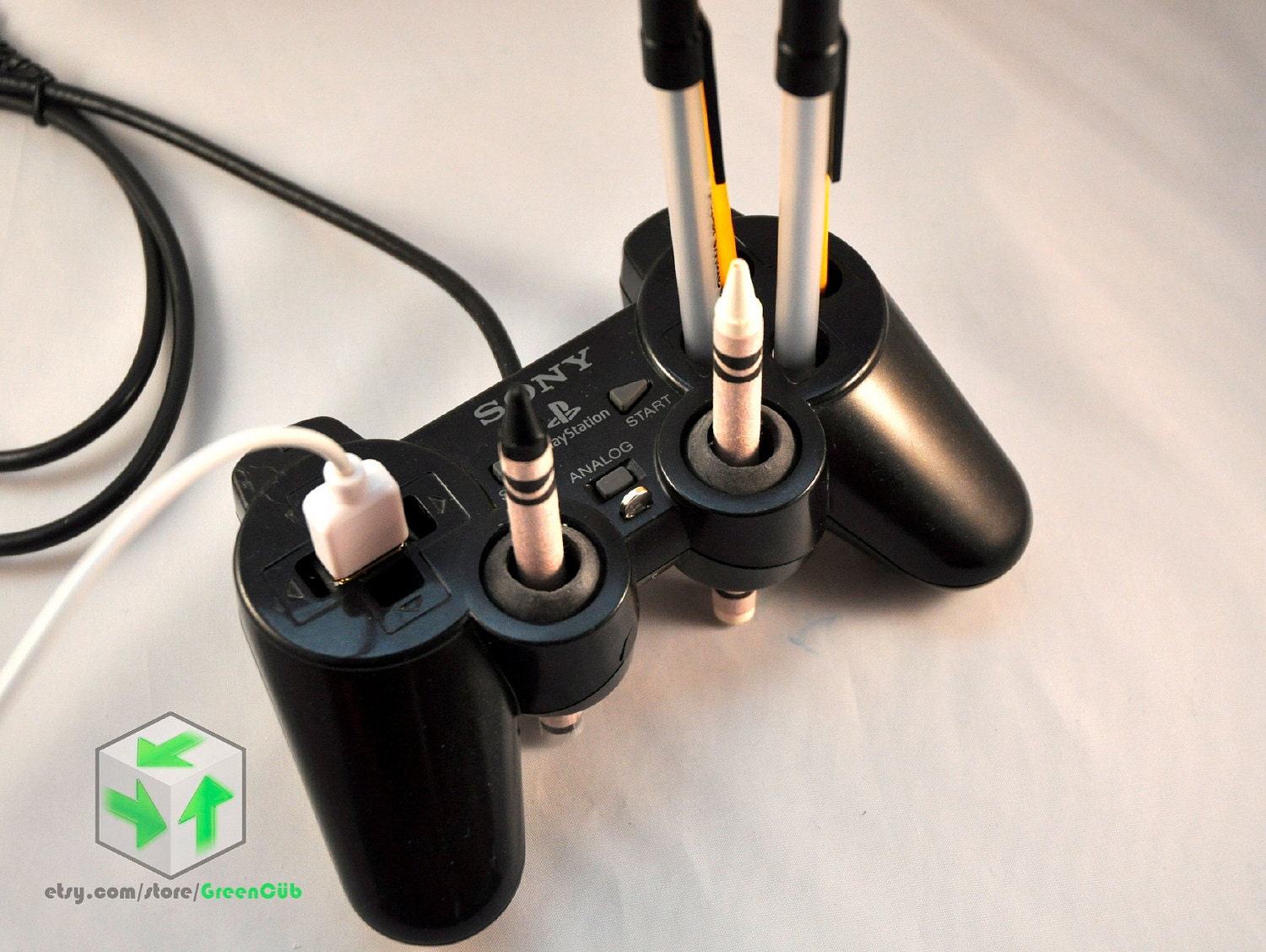 Upcycled PlayStation Desk-Mate w/ USB Extension (Classic Black)