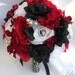 17pcs Wedding Bridal Bouquet Set Decoration Package Silk Flowers RED BLACK ZEBRA "Lily Of Angeles"