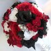 17pcs Wedding Bridal Bouquet Set Decoration Package Silk Flowers RED BLACK ZEBRA "Lily Of Angeles"