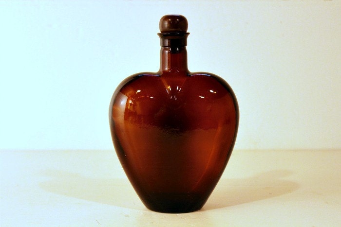 Vintage Bottle Paul Masson Amber Heart Shaped