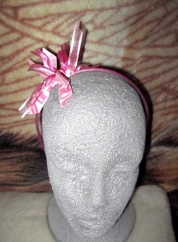 Pink Tiger- or Zebra-Striped Ribbon Hairband