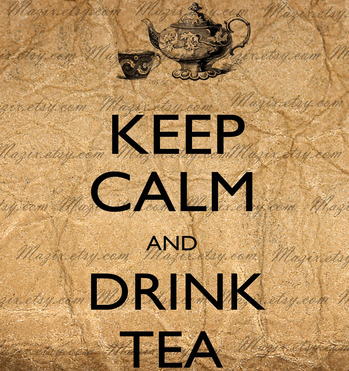 Keep Calm and Drink Tea Digital Image, Great For Scrapbooking, Image Transfer on Pillows, Tea Towels and more - Style. 144