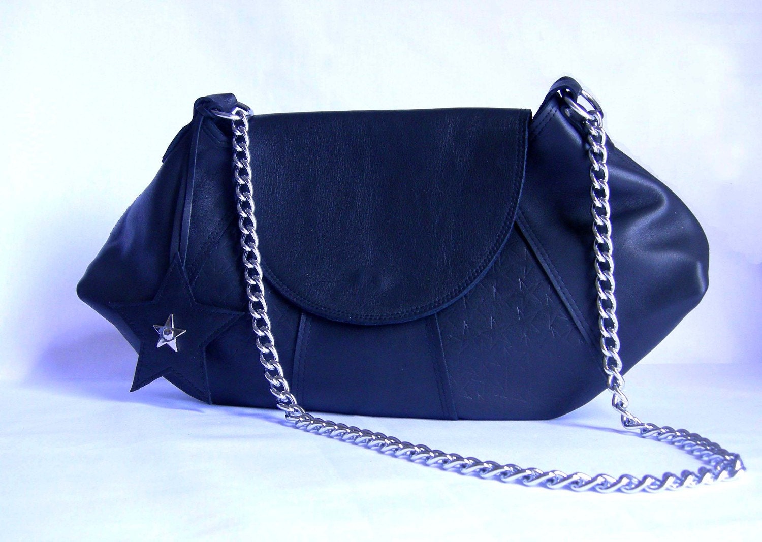 Black Leather Handbag Hobo Clutch Black Leather Hobo Bag - Gorgeous Genuine Leather Handmade Medium Shoulder Hand Bag with Chain