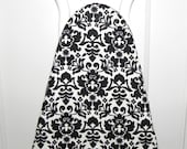 Damask Ironing Board Cover - Black and Cream