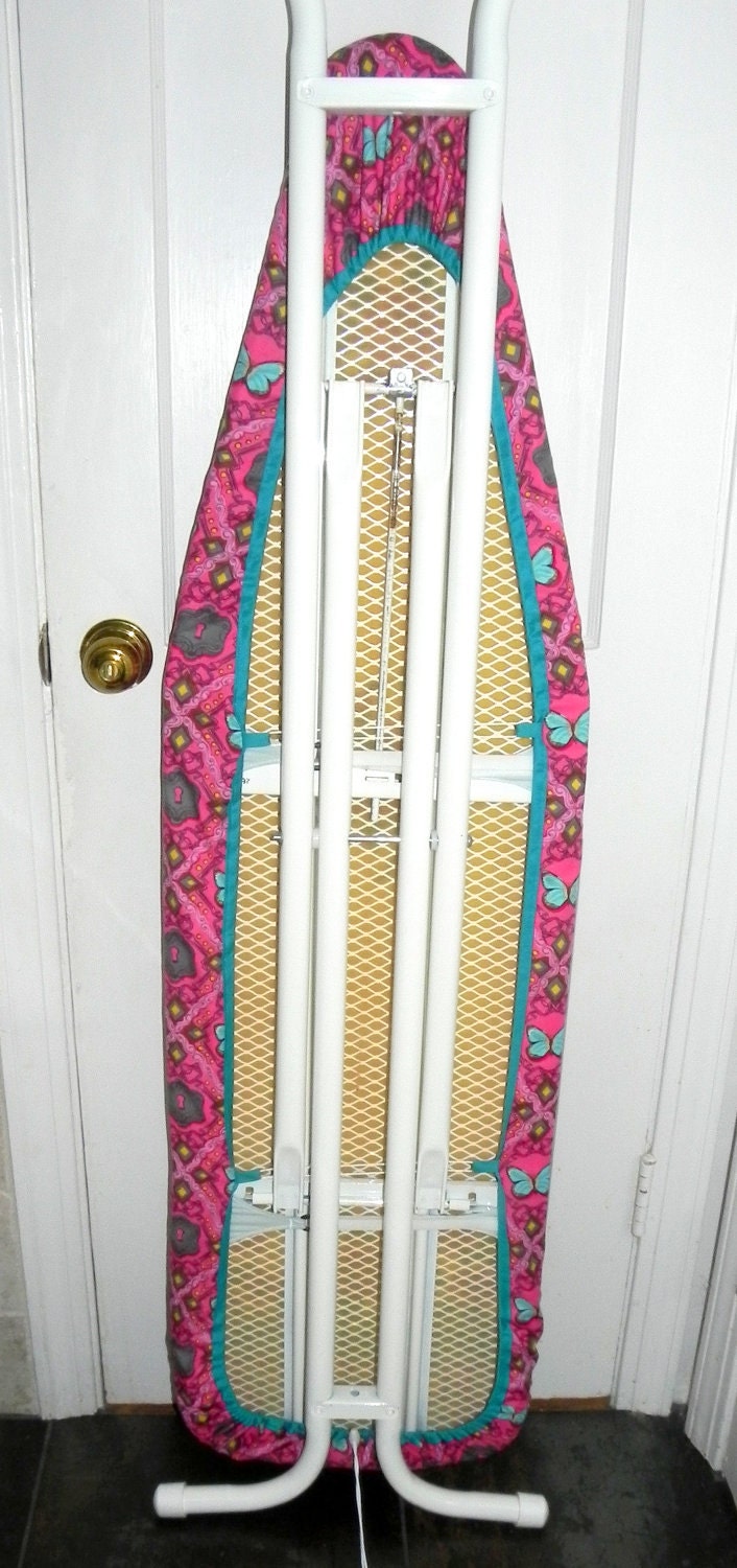 Ironing Board Cover - Floral in green, pale blue and pink