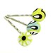 Fabric Bobby Pins - Set of 3 - Aqua, green and brown Flowers