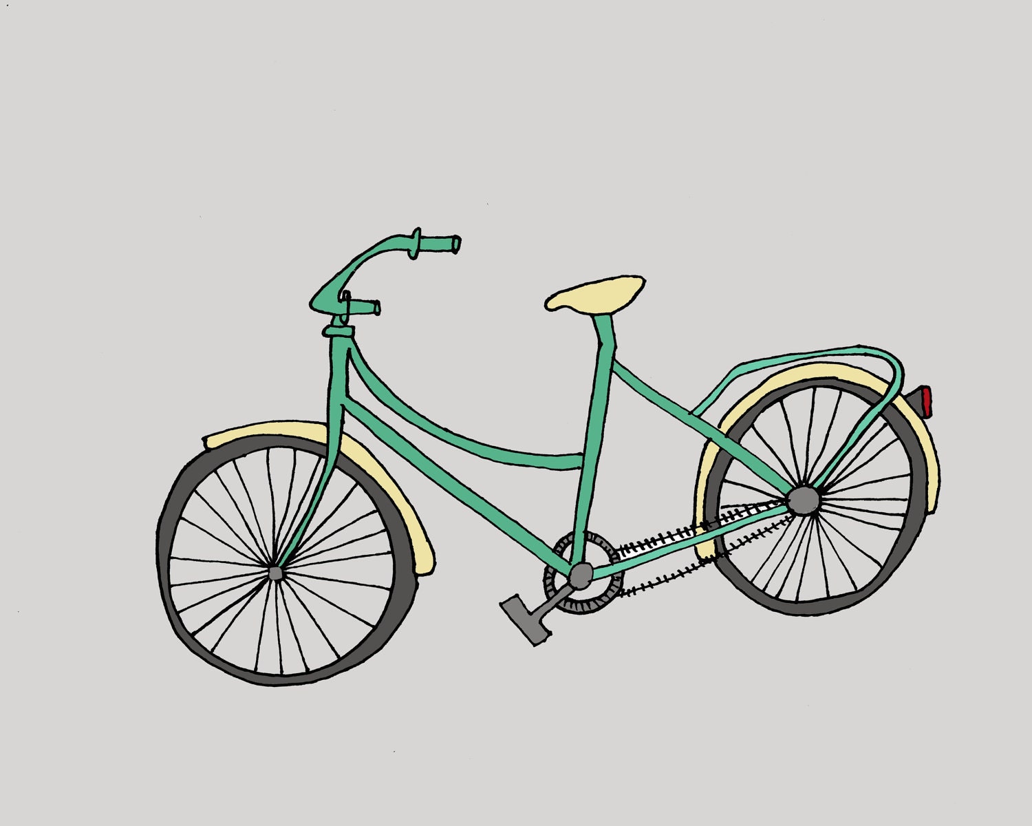 I want to ride my bike- 5X7 illustration print