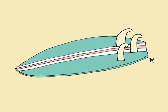 Surfboard- 5X7 Illustration print