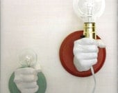 Hand Holding Bulb Wall Lamp (Red)