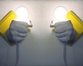 Custom Pair of Matching Hands Holding Bulbs Wall Votives (Custom)