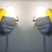 Custom Pair of Matching Hands Holding Bulbs Wall Votives (Custom)