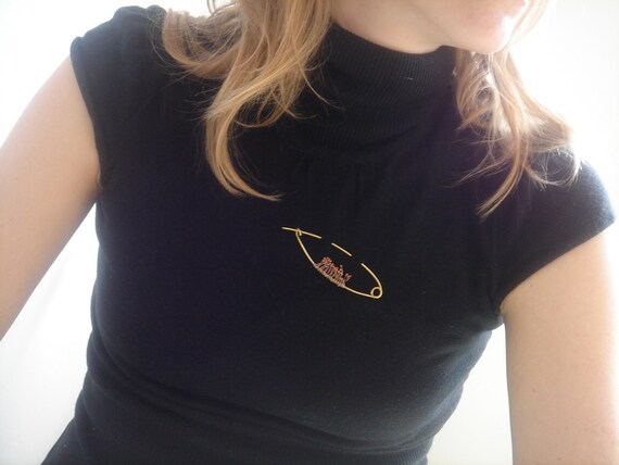 Modern handmade jewelry - sweater pin - unique jewelry - unique brass and copper pin. Known as "77 dwarfs".