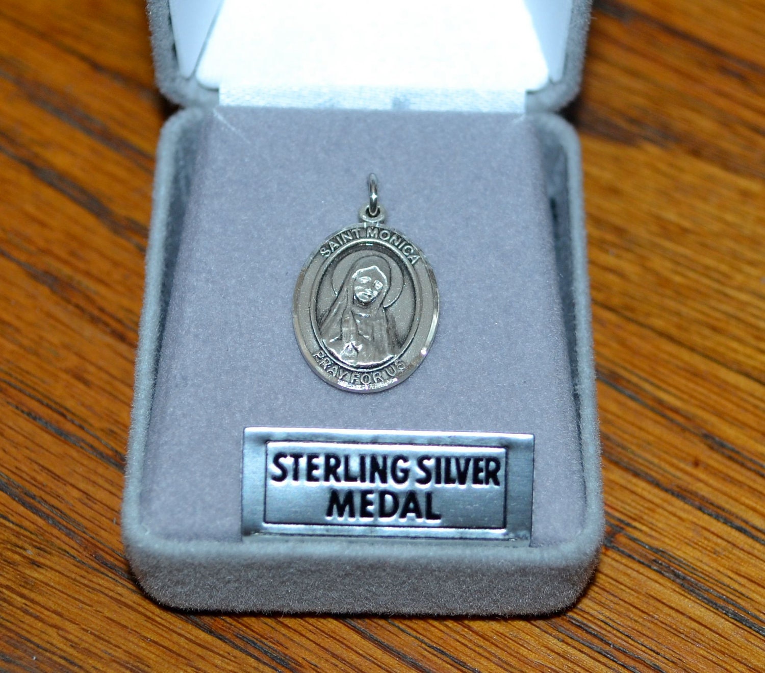 Saint Monica Sterling Silver Medal Pray For US . patron for MOTHERS