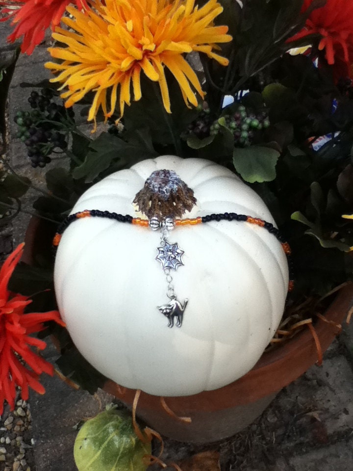 Halloween Spider Web and Cat Necklace/Halloween Necklace/Halloween Jewelry