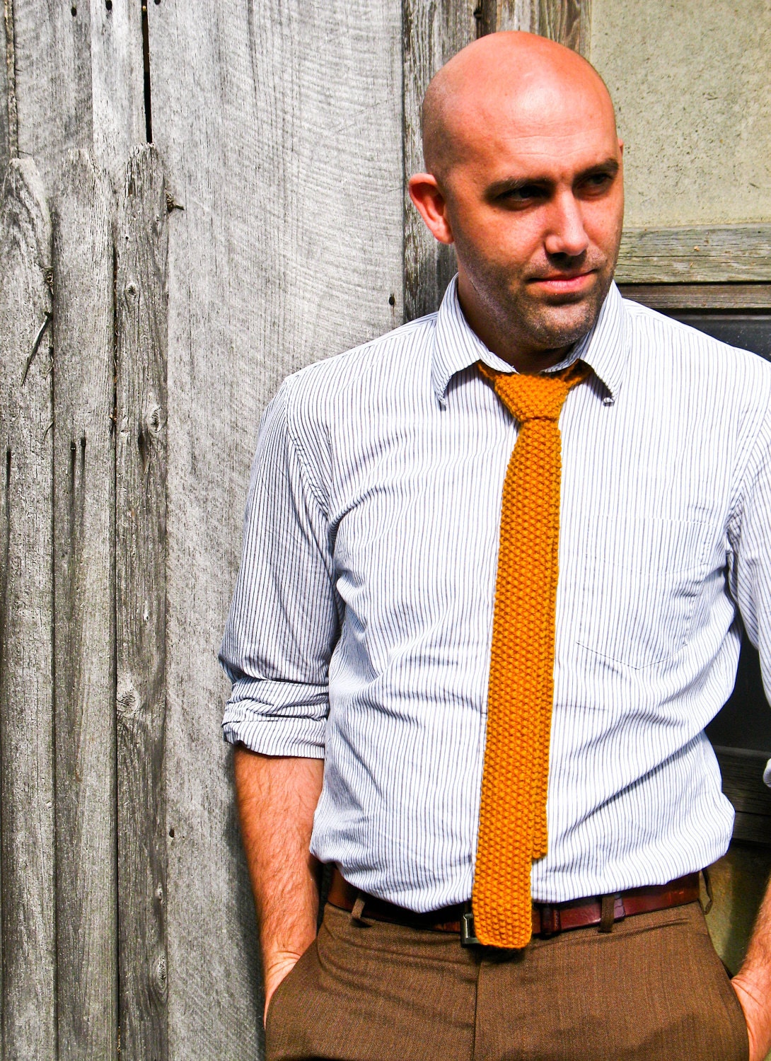 Knit Tie Groomsmen - Mustard Yellow Professor's Skinny Necktie - Wool Blend - Etsy Wedding