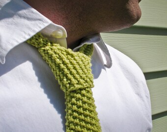 Knit Skinny Tie - Light Pear Wedding Groomsmen Attire - Paperback Writer's in Cotton