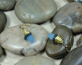 EARRINGS - Light Pale Blue Swarovski Crystal Teardrop Bead Gold Wire Wrap Dangle Drop Jewelry Earrings - Free Shipping