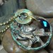 NECKLACE - Vintage Metal Bird Pendant Copper Patina Gold Wire Wrap Blue Faceted Teardrop Swarovski Crystal Jewelry Necklace Free Shipping